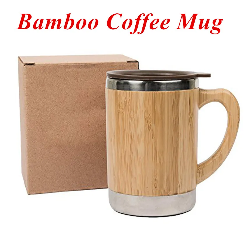 Stainless Steel Bamboo Bamboo Coffee Mug With Handle And Lids Camping