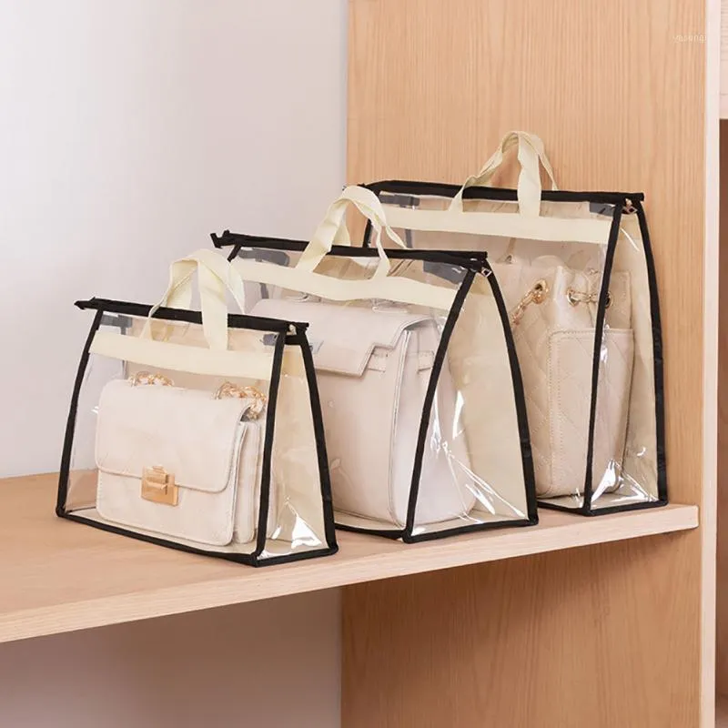 Sacos de armazenamento Organizador de bolsa Bolsa de capa de poeira transparente bolsa anti-poeira para pendurar armário com zíper e alça