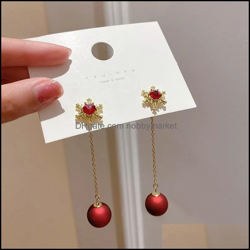 925 Silver charms Needle Red Series Long Elegant Personality All-Match National Style Plush Loving Heart Online Influencer Earrin