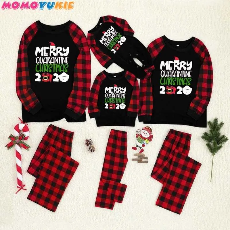 Christmas Família combinando pijama conjunto de veado adulto criança família combinando roupas top + calças xmas sleepwear pj's conjunto bebê romper 210713