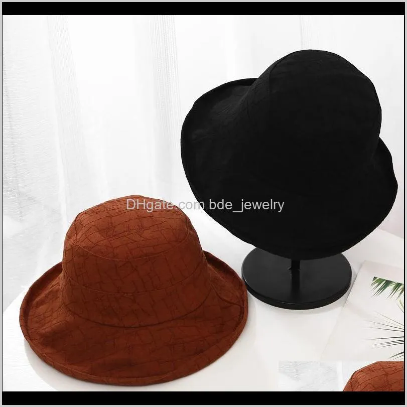 fisherman`s hat women japanese small  solid color plate basin cap korean literary folding sunscreen bucket sun beanies wide brim