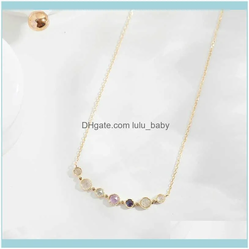 925 Sterling Silver Gold Plated Color Topaz Amethyst Labradorite Choker Necklace Luxury Japan Gemstone Necklaces Fine Jewelry