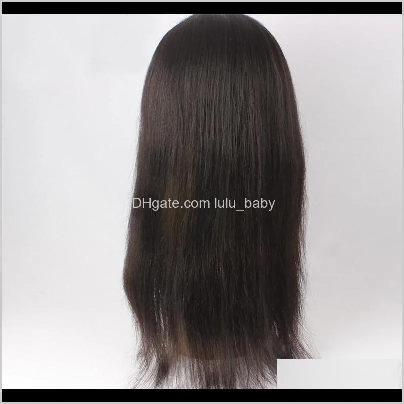 z&f 100% human hair lace wigs nature black color long straight full lace wig 24 inch hand made