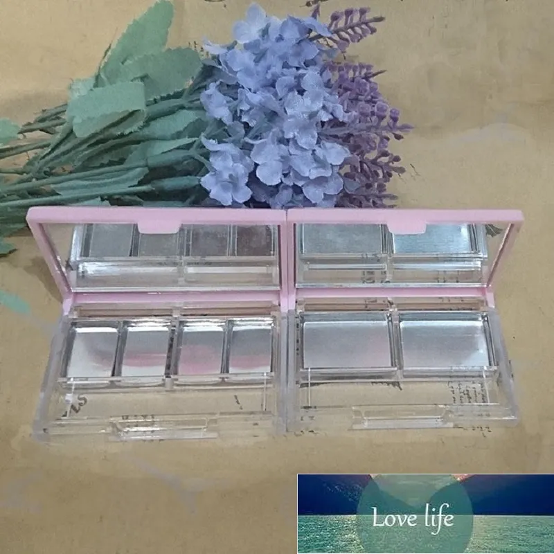 Bouteilles d'emballage étui de fard à paupières vide avec miroir, récipient cosmétique rechargeable en plastique, capuchon rose, Palette carrée transparente