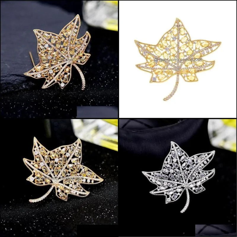 Pins, Brooches SWOUR Fashion Jewelry Zircon CZ Crystal Design Top Quality Apparel Suit Brooch Pin Collar For Women S535