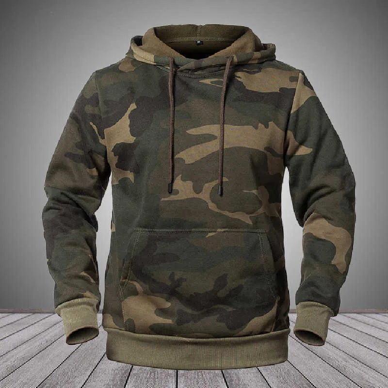 Hoodies dos homens Camo Hip Hop Casual Camisolas de Inverno Camuflagem Hoody Streetwear Pulôver Thénico Roupas Quentes Masculinas Tamanho 210603