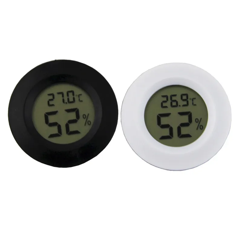 Mini termómetro redondo Higrómetro Instrumento práctico Hygrómetros interiores digitales LCD Pantalla LCD Temperatura Medidor de humedad Medidor de acuario DH5487