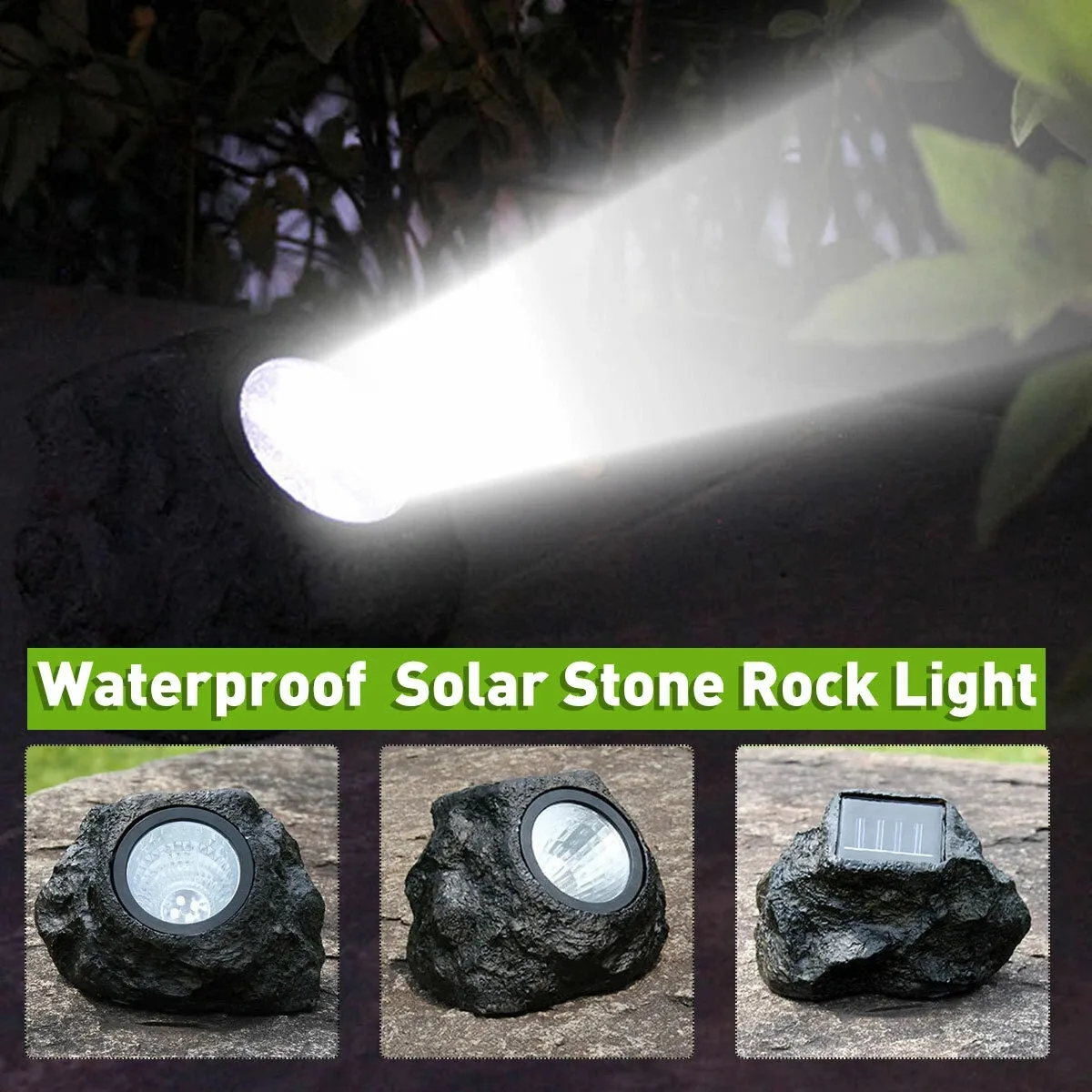 Zasilany słonecznym LED Rock Light Wodoodporna Kamień Lampa Spot Ogród Oświetlenie Oświetlenie Outdoor