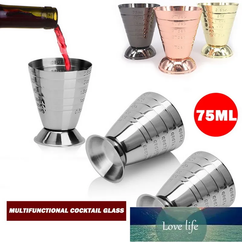 Outils de barre 75 ml tasse de mesure tasse en acier inoxydable once Cocktail boisson mélangeur liqueur Mojito mesure tasse à café