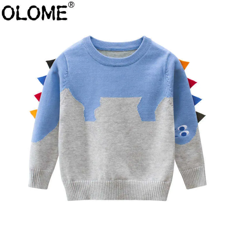 Baby Boy Clothes Kids Dinosaur Sweater Children's Autumn Pullovers Toddler Knitted Sweater Unisex Kids Tops OLOME Cute Clothes Y1024