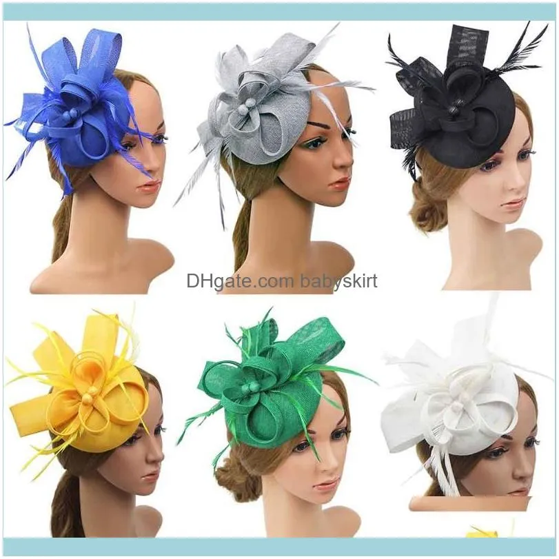 Women Feather Fascinator Party For Wedding Elegant Pillbox Hat Pography Gift Net Headband Headwear Cocktail Banquet Hair Clip1