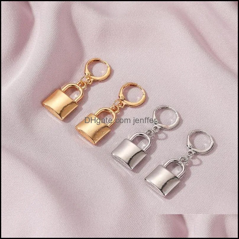 Dangle Kroonluchter Oorbellen Sieraden Mode Ontwerp Koreaanse Charm Lock 2021 Goud Kleur Kleine veiligheidsspeld voor Vrouwen, Mode Sterking Oorbel D