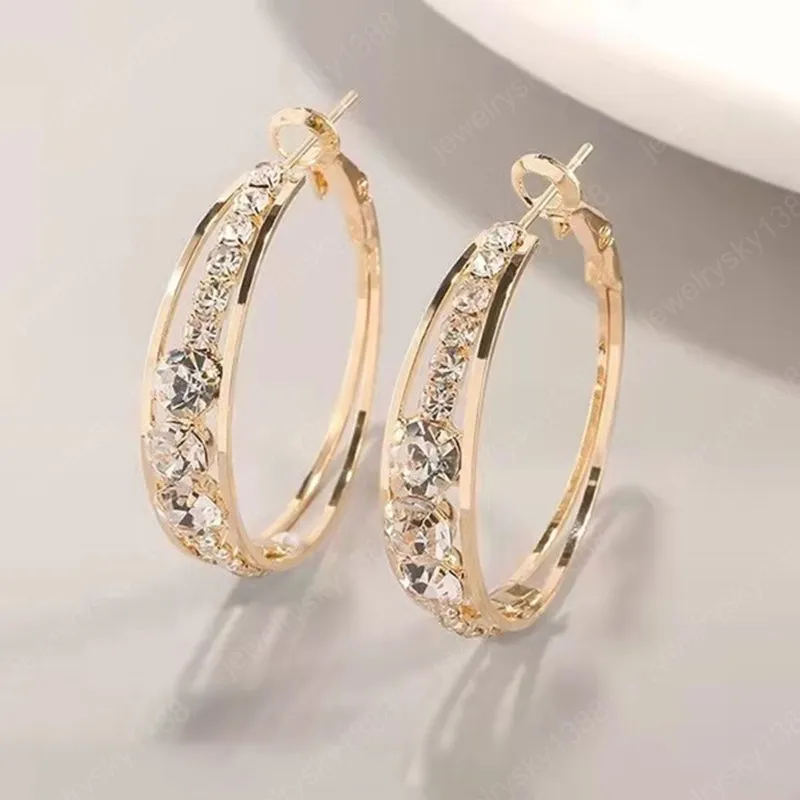 Grote cirkel gouden hoepel oorbellen geometrische kristallen oorbellen voor vrouwen vrouwelijke retro daling oorbel 2021 trend mode-sieraden