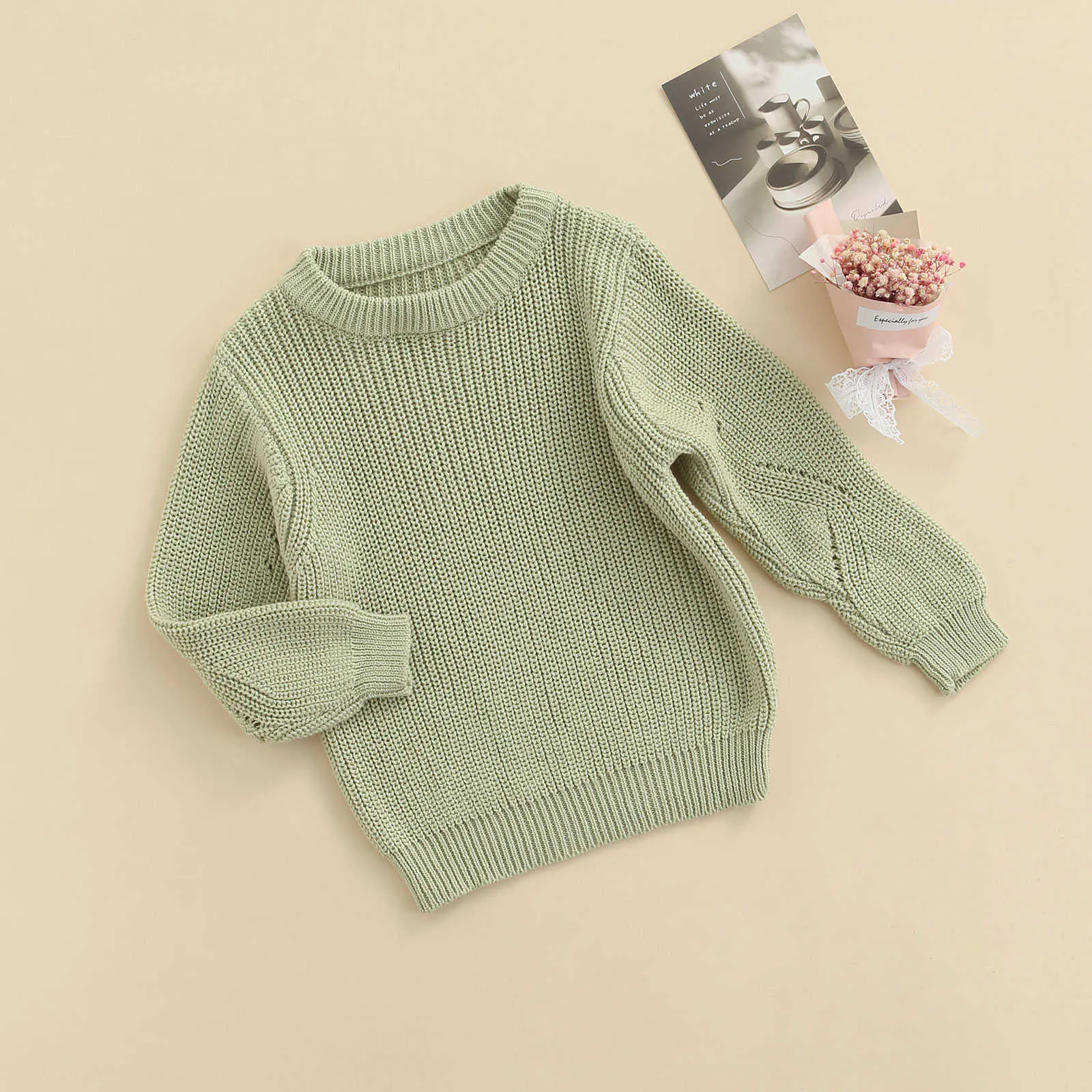 Niemowlę Stałe Kolor Sweter Dzieci Jesień Zima Casual Z Długim Rękawem Okrągły Neck Knit Pullover Y1024