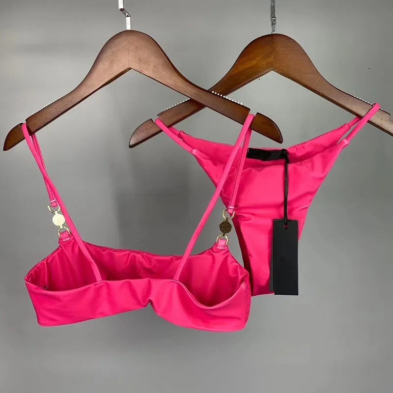 Frauen Bikini Bademode Buchstaben Zwei-Stück Set Rosa Sexy Badeanzug Bademode Sommer Badeanzug Schwimmen Auf Lager