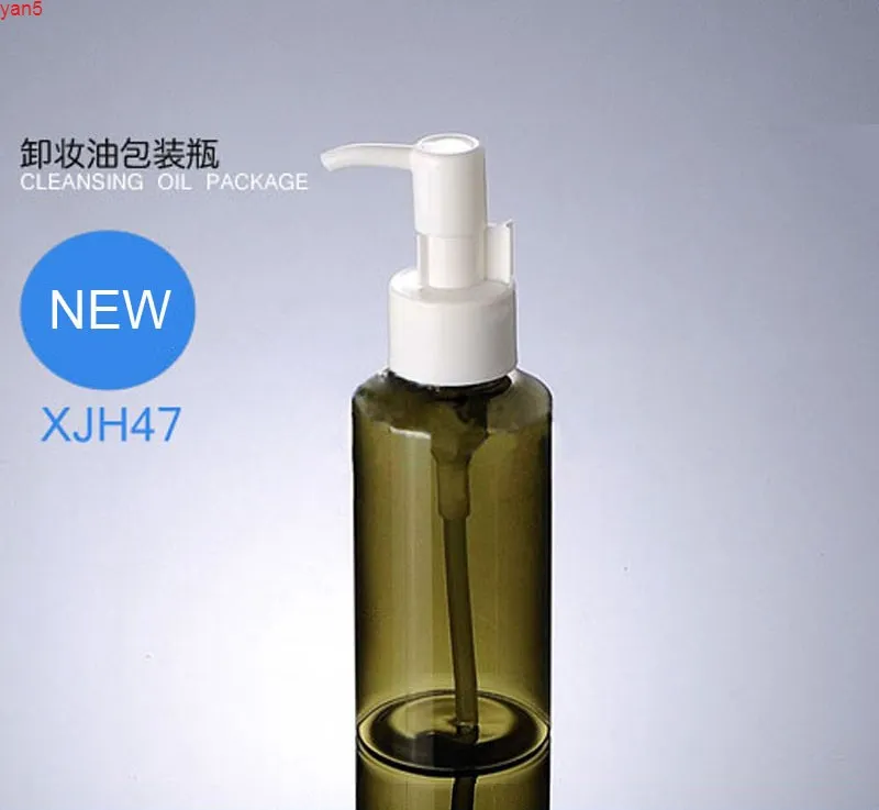 300PCS/LOT 100ml Refillable Makeup Oil Cream Treatment Pump Bottle , Amber Green Cosmetic Package Bottlesgood qty