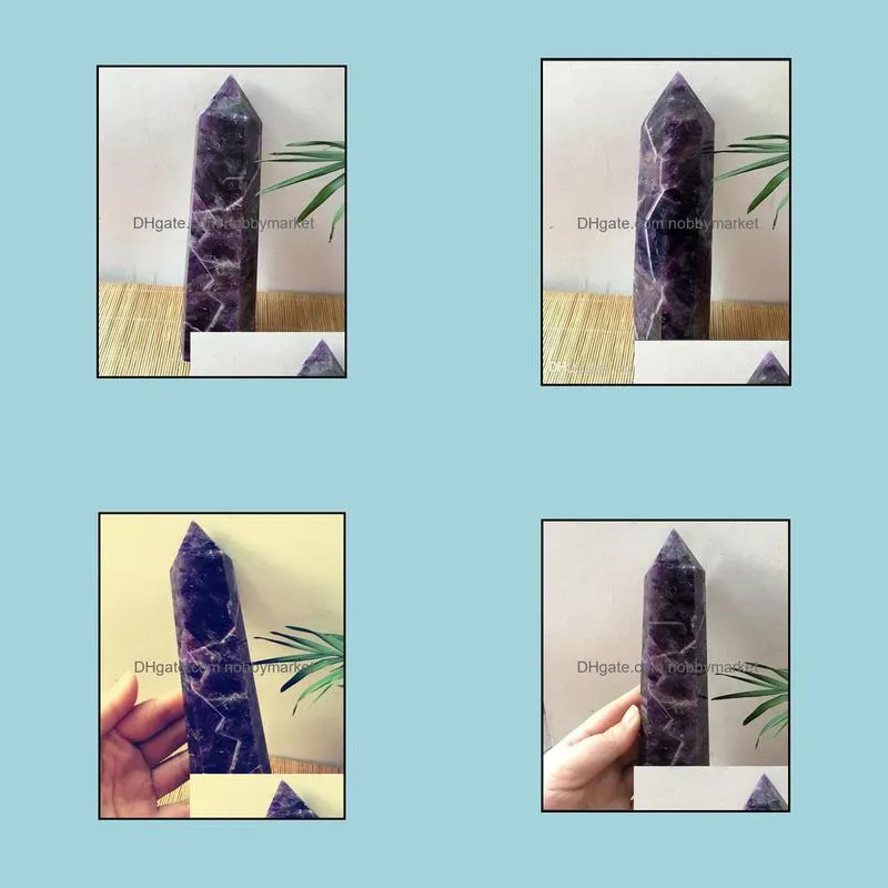 1PCS Natural Dream Amethyst Crystal Quartz Wand Points Healing