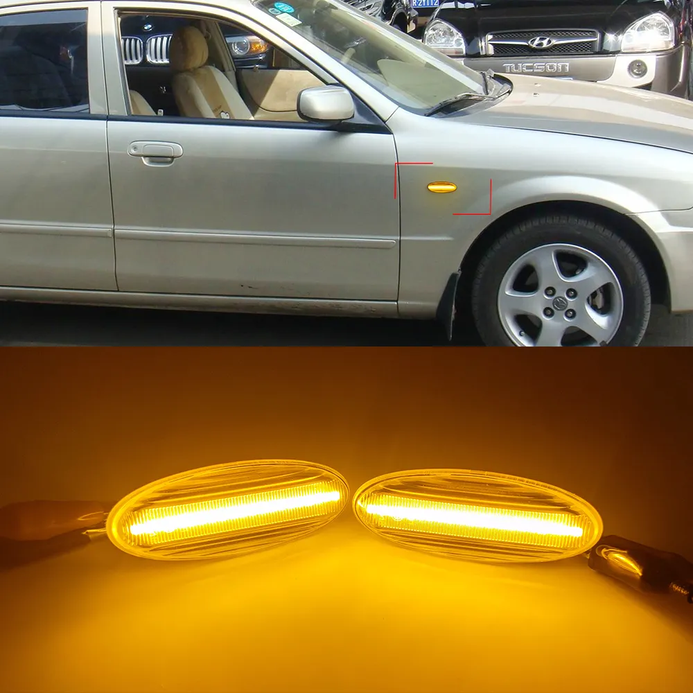 1 conjunto dinâmico piscar de olhos luz lâmpada de sinal led marcador lateral para mazda 323 familia proteja tributo mx-6 astina lantis