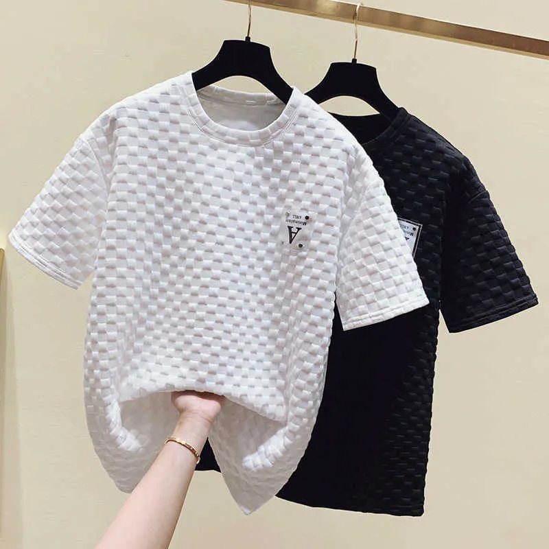 Sommar Harajuku Loose Long T Shirt O-Neck Punk Tshirt Casual Long Sleeve Streetwear Women Tops Black White 210604