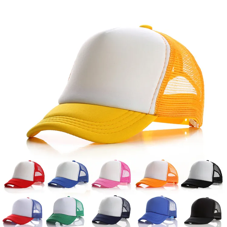 21 Colori Berretto da camionista per bambini Berretti a rete per bambini Cappelli vuoti Snapback Cappello fai-da-te M3586