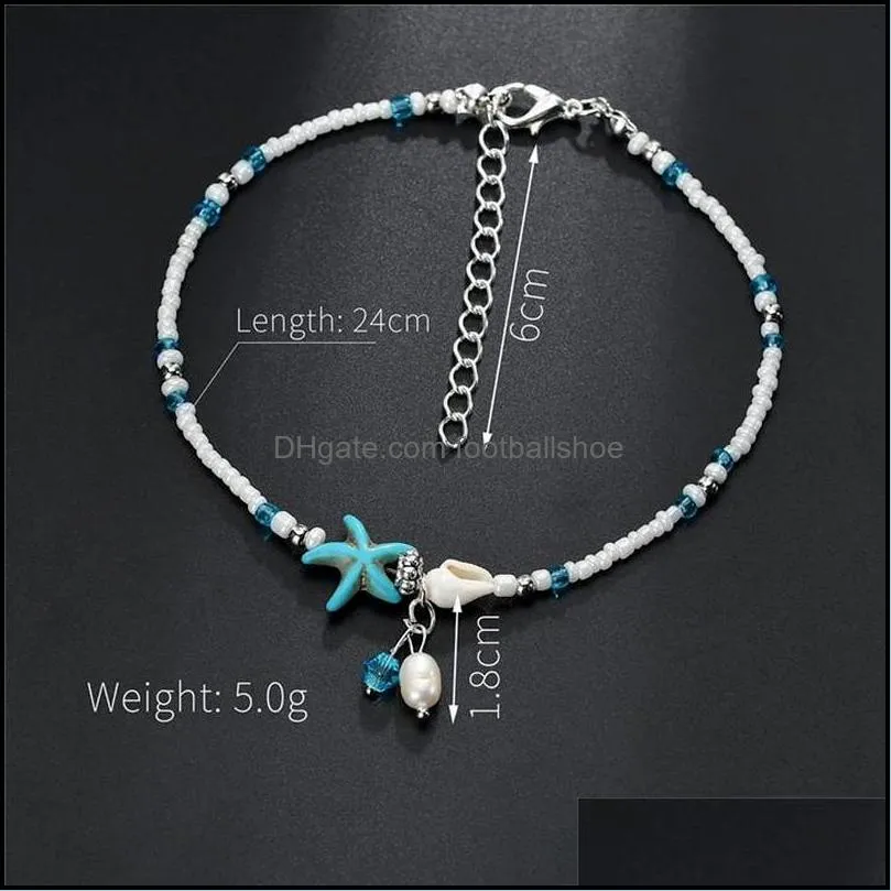 Boho Freshwater Pearl Charm Anklets Women Barefoot Sandals Beads Ankle Bracelet Jewelry