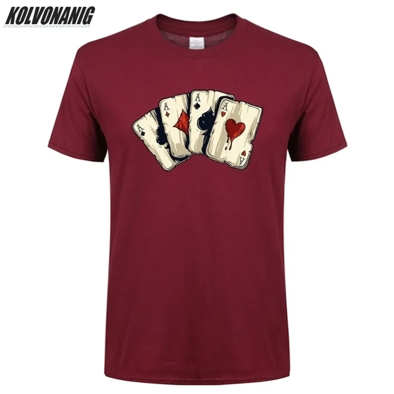Rock Cool T Gömlek Adam Poker Oyun Kartları Dört Bir Anime 3D Grafik Baskılı Erkek Giyim Marka Gevşek Boy T-Shirt Tops 210716