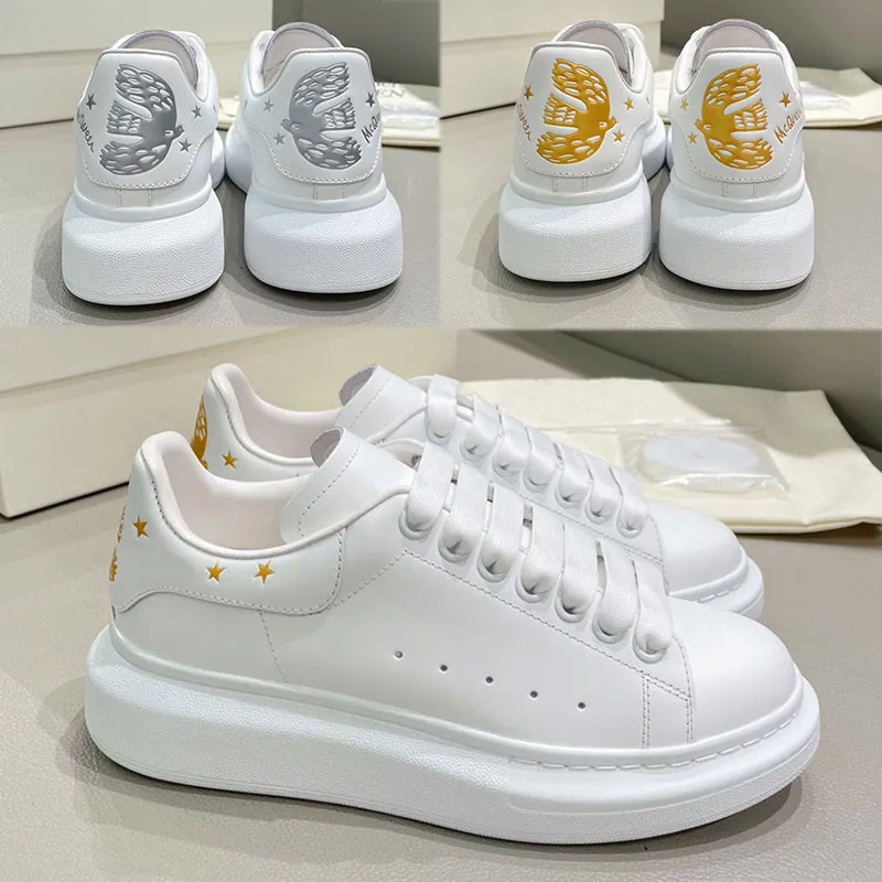 Designers latest series of small white shoes heel gold silver stars Feiyan swallows decoration fashion classic men and women casual