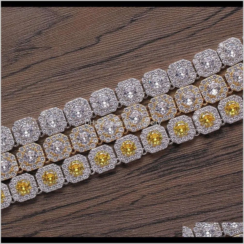 12mm wide hip hop claw setting cz stone bling iced out square link chain necklace for men rapper jewelry