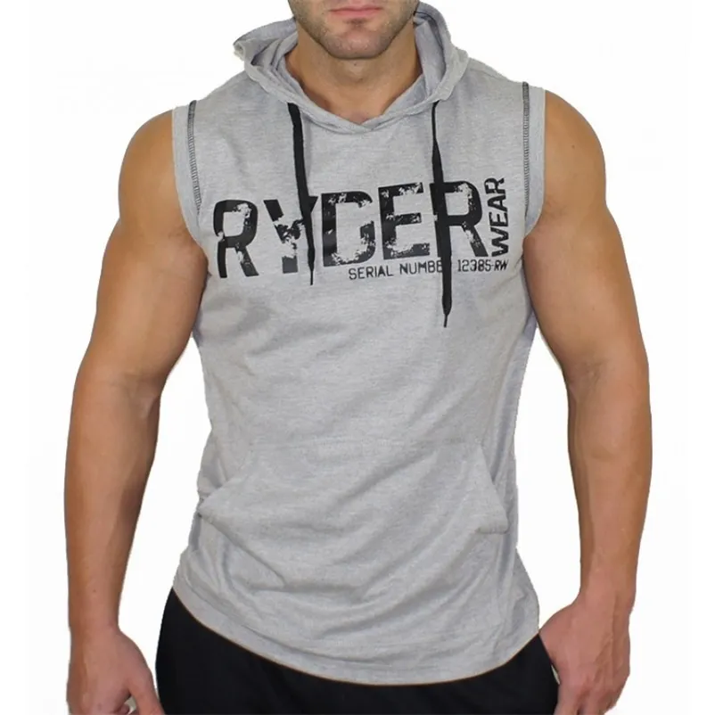 Zogaa Heren Hooded Mouwloos T-shirt Muscle Bodybuilding Broederschap Zomer Sport Tshirts Katoen Running Trui Man Hoodies 210726