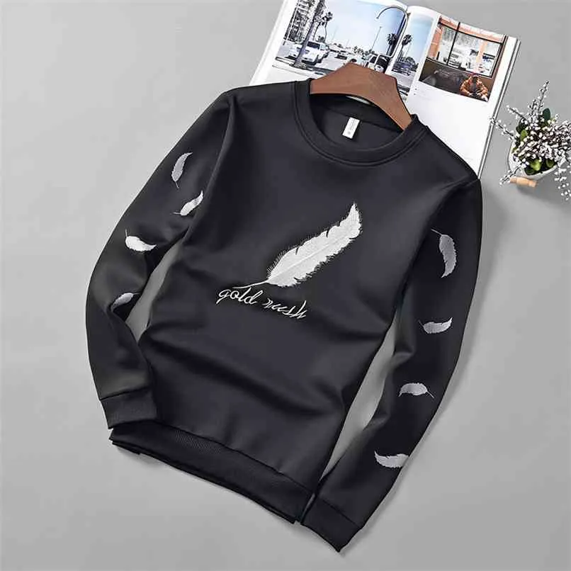 Black White Mens Hoodies Pullover Crewneck Sweatshirts Vintage Aesthetic Spring Autumn Polyester Hoddies Clothes For Teenagers 210813