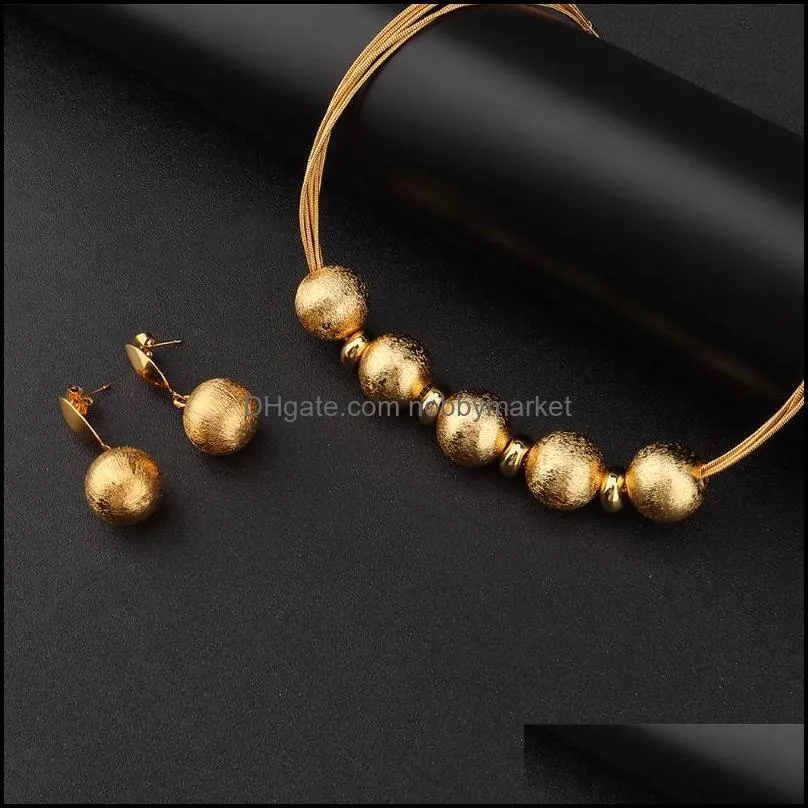Earrings & Necklace Gold Beads Sets For Women 2022 Fashion Choker Clavicle Chain Chic Eardrop Christmas Year Gifts