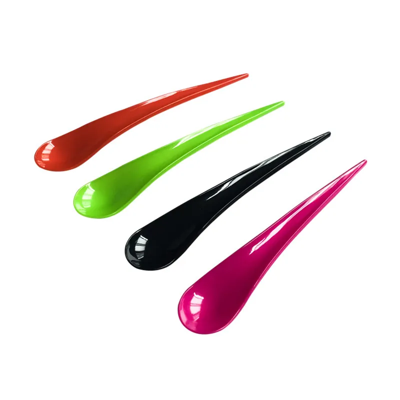 1000pcs / parti Engångsplast Långt handtag Arc Scoop Water Drop Ice Cream Spoon Big Ice Cream Spoon Fruit Tea Spoon 20cmx3.2cm