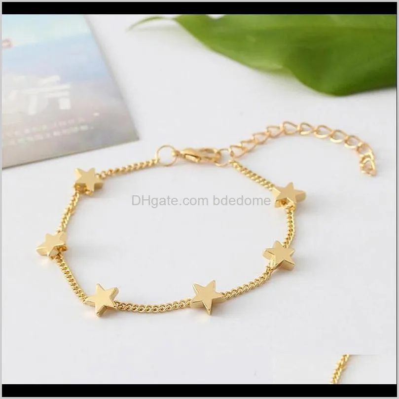 fashion jewelry stars shape silver or gold colour metal plated chain for women foot anklet small gift