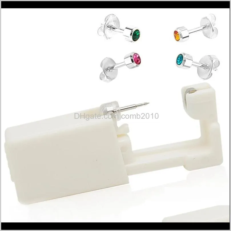 disposable sterile ear piercing unit cartilage tragus helix piercing gun no pain piercer tool machine kit stud choose design 0492