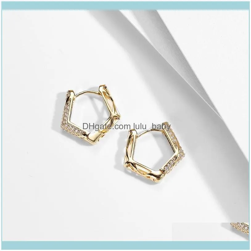 Hoop & Huggie Luxury Gold Earrings For Women Statement Heart Geometric CZ Crystal Korean Wedding Jewelry Gift1