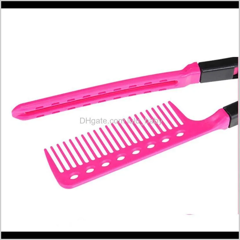 v type hair straightener comb diy salon hairdressing styling tool curls hair brush combs 