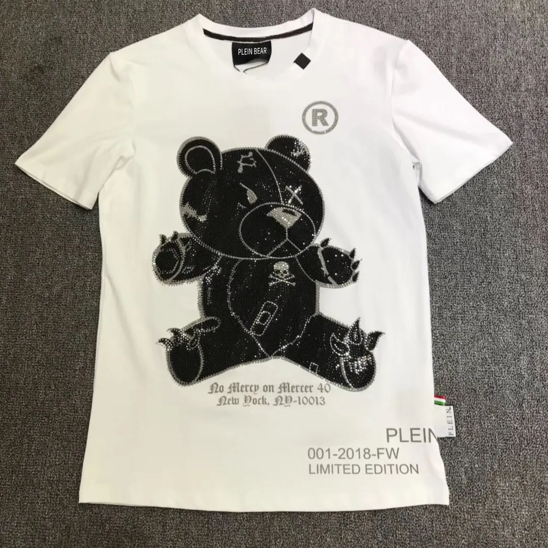 プレインベア Tシャツメンズデザイナー Tシャツラインストーンスカルメンズ Tシャツクラシック高品質ヒップホップストリート Tシャツカジュアルトップ Tシャツ PB 16283