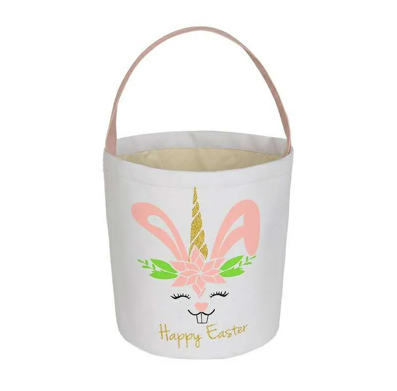 Gränsöverskridande EXPLOSIV EASTER Äggkorg Bunny Gift Bag Spot Round Bottom Bucket Sequins Jute Portable Lanzi