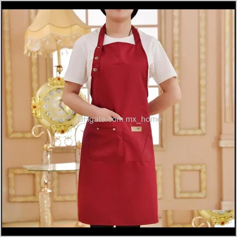 1pcs bib apron waterproof adjustable stain-resistant with two pockets kitchen chef baking cooking bbq apron kitchen accessory