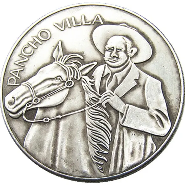 MX (01) 멕시코 Pancho Villa-2-Oz-Silver 도금 공예가 거의 코인 홈 장식 액세서리