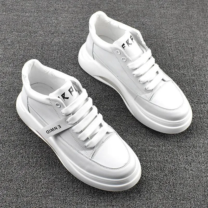 Luxe Designer Business Trouwschoenen Merk Lente Dikke Bodem Lace-up Wiggen Leer Witte Sneakers Platform Trainers Mannelijke Lopen Loafers