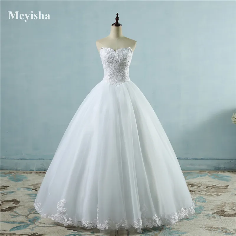ZJ9081 2021 Adorável vestido de noiva Sweetheart Ball Ball Vestidos de noiva com borda de renda comprimento de piso vestidos nupciais tamanho 2-26w