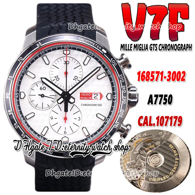 2022 V7F V2 168571-3002 ETA A7750 Otomatik Chronograph Mens İzle Beyaz Arama Kauçuk Kayış Paslanmaz Çelik Kılıf Son Yükseltme Sürümü Sonsuzluk Stopwatch Saatler