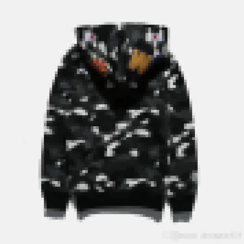 DHgate Space Camo Shark Hoodie Full Zip Coat Jacket Black 2024 Apparel