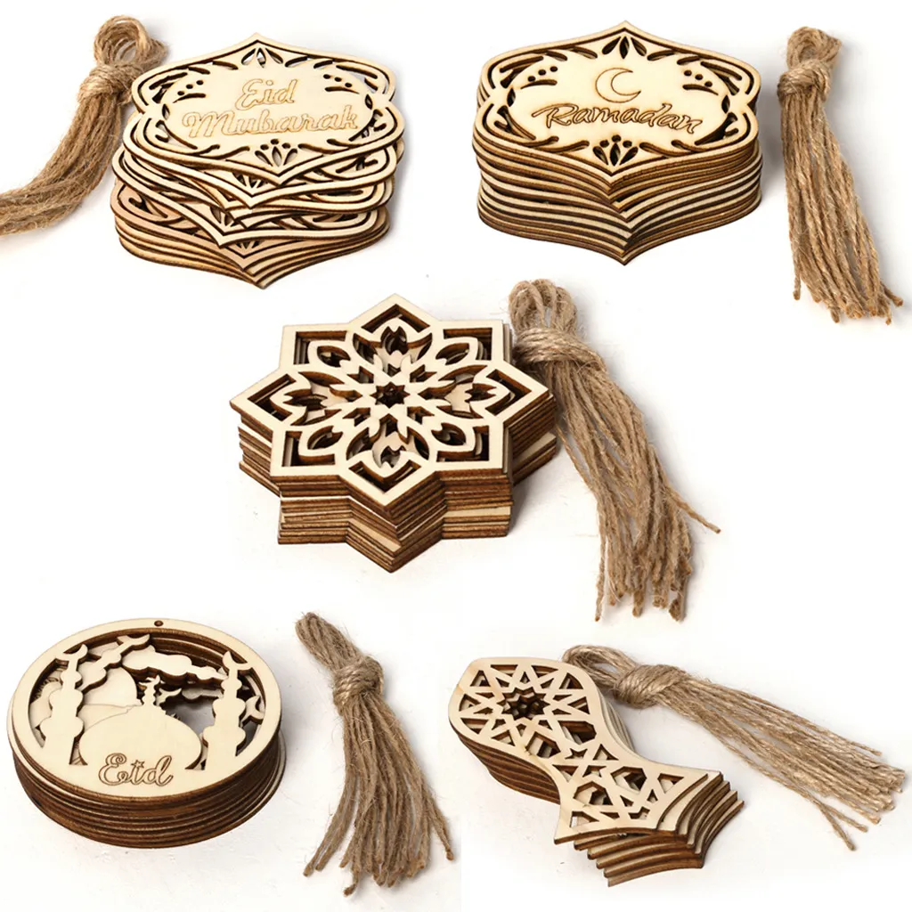 Ramadan ornamento in legno decorazione del partito Eid Mubarak musulmano luna stella pendente ornamenti artigianali per al-Fitr ZYY854