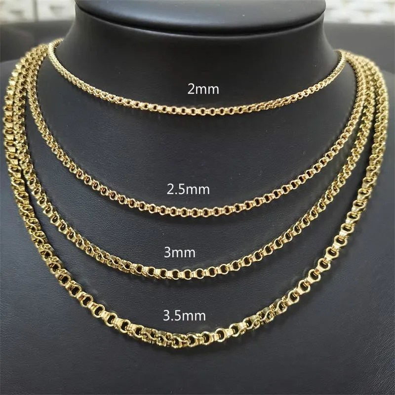 elegante 18-Karat-Goldfarbe gefüllte lange Geschenkschmuck-Halskette für Männer mit einer Breite von 2 mm und 7 mm