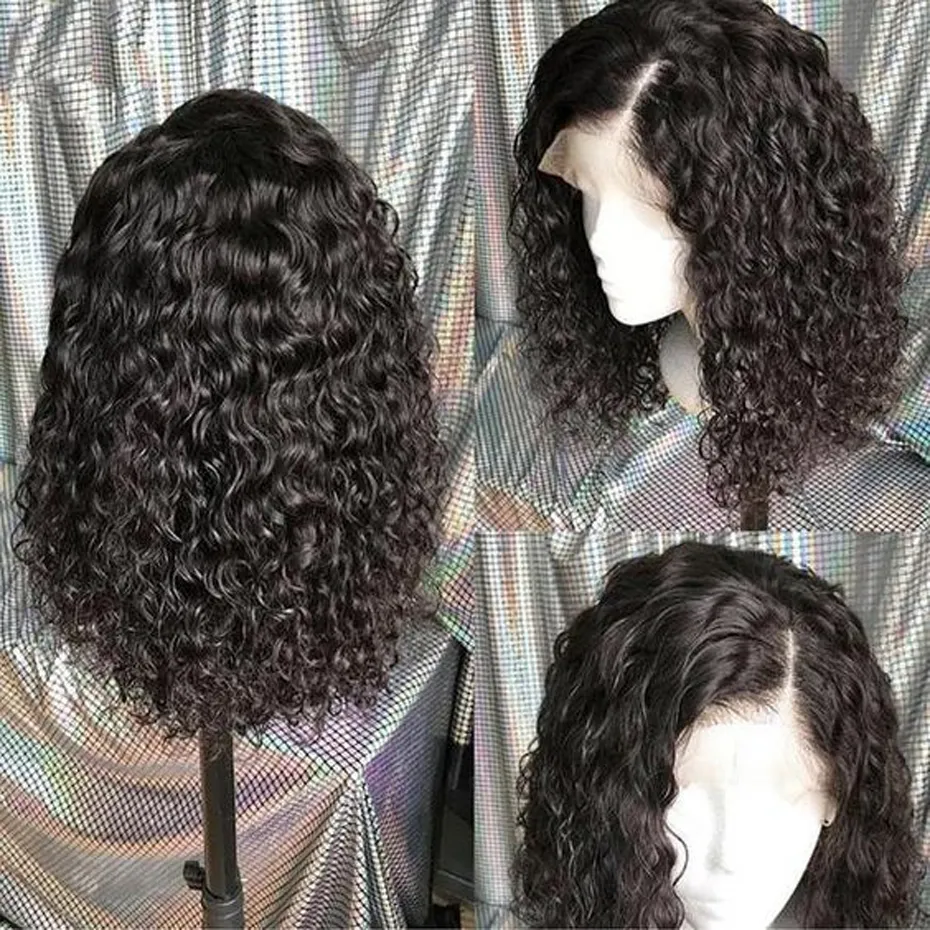 短い巻き毛のボブのかつら13x4レースの前部の人間の髪のブラジルのレミーのウィッグのためのバルクの女性変態水道ウィッグPre Plicked HD薄膜130％密度Pixie Cut Diva1