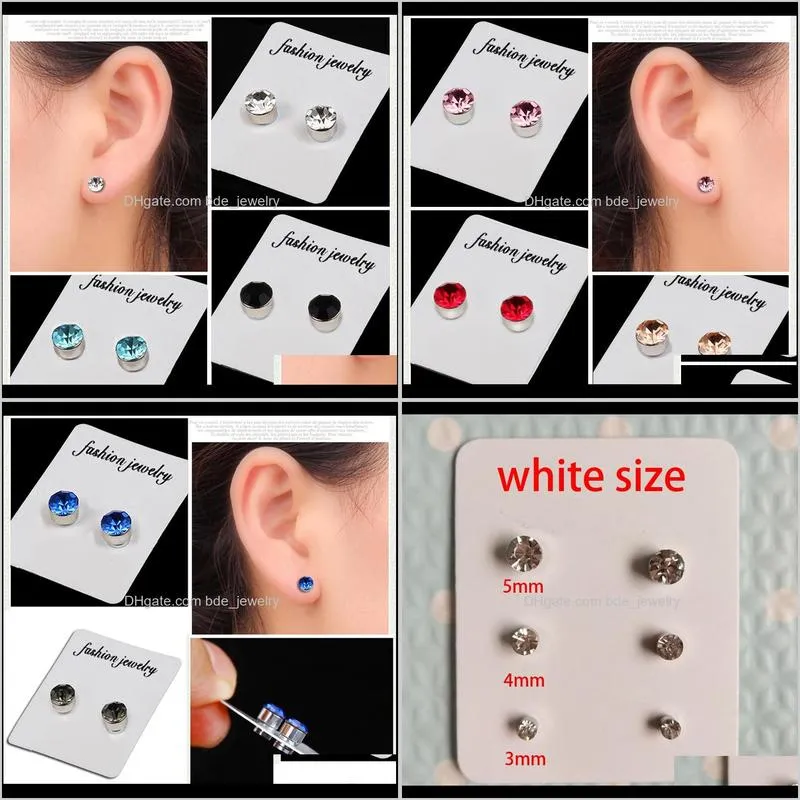 crystal magnetic stud earring fake magnet nose ear lip stud non piercing tragus nose stud 8 pairs/ pack