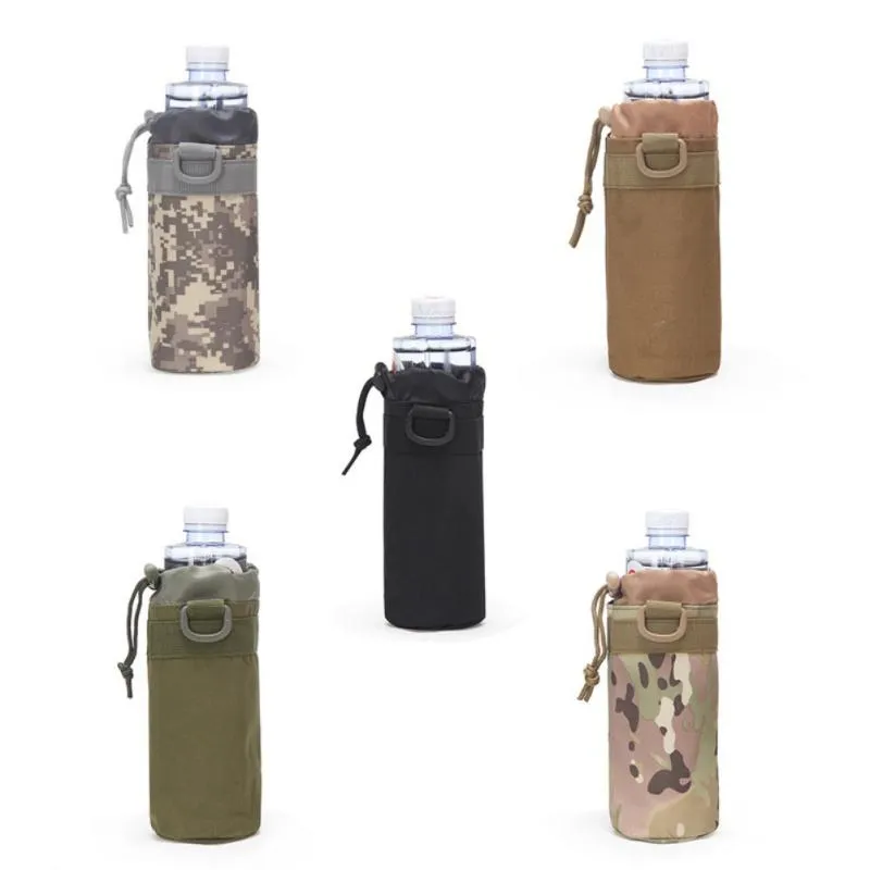 Outdoor Bags Hunting Water Bottle Bag Molle System Kettle Pouch Holder Camping Cycling Drawstring For Backpack
