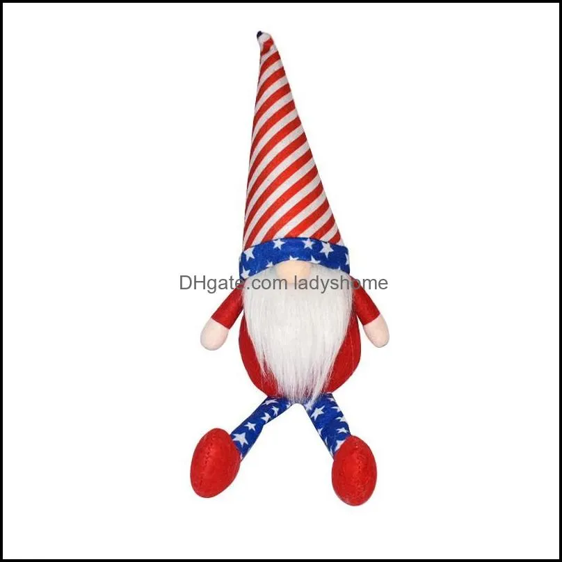 American Independence Day Party Supplies dwarf elf ornaments long-legged pointed hat faceless doll star-spangled banner puppet HWF6277